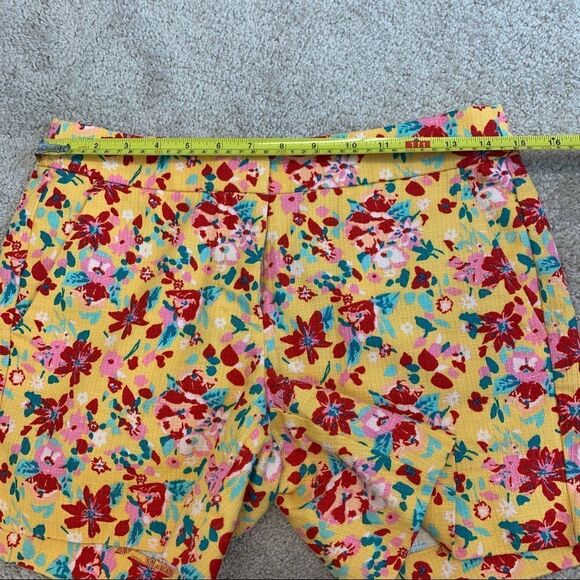 J.CREW yellow floral flower tropical cargo shorts pockets Sz 0 NWOT - Picture 7 of 11